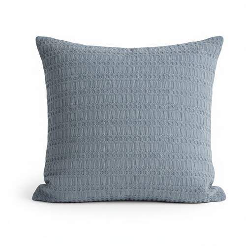 Cloud Linen Celeste Seersucker Cotton Waffle European Pillowcase Ink 65x65cm