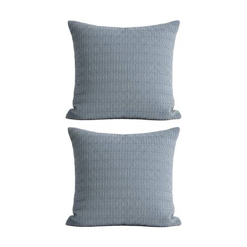 2PK Cloud Linen Celeste Seersucker Cotton Waffle European Pillowcase Ink 65x65cm