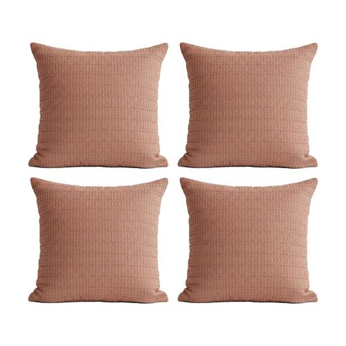 4PK Cloud Linen Celeste Cotton Waffle European Pillowcase Rust 65x65cm