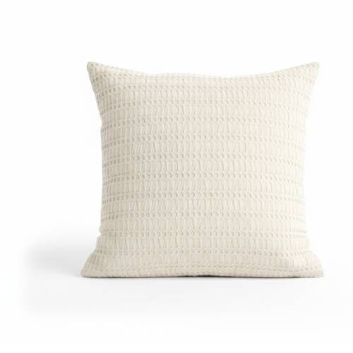 Cloud Linen Celeste Seersucker Cotton Waffle European Pillowcase Ivory 65x65cm