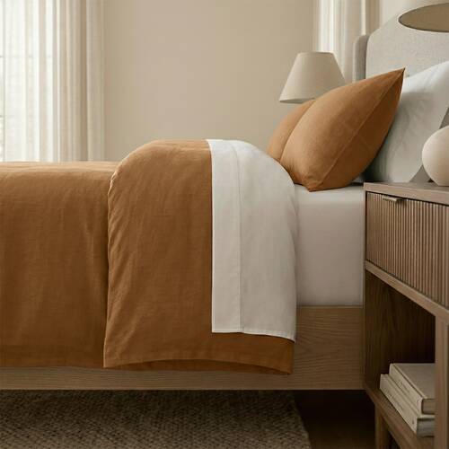 Renee Taylor Soft Washed Linen Cotton European Pillowcase Terracotta