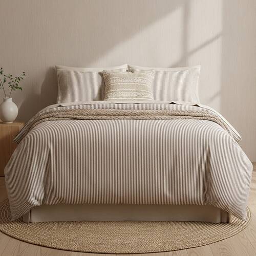 Park Avenue Egyptian Cotton Flannelette Quilt Cover Set Vntg Stripe