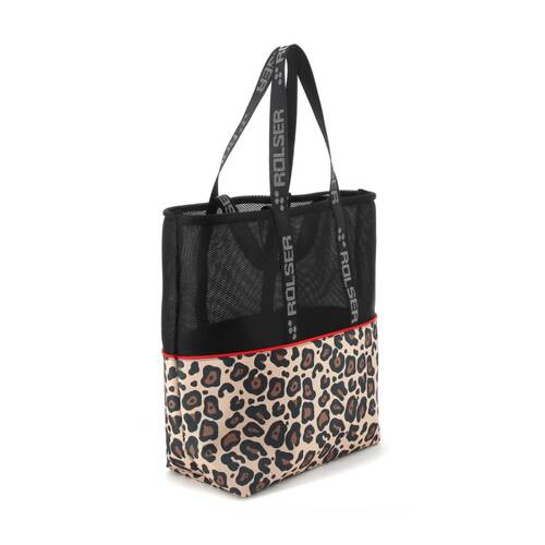 Rolser Urban Wild 28L Mesh Double Pocket Shopping Bag Tote Camel Black