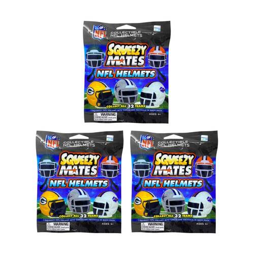 3PK Party Animal SqueezyMates NFL Squishy Helmets Blind Pack Assorted