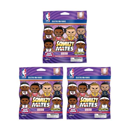 3PK Party Animal SqueezyMates 2026 NBA Blind Pack Assorted 2.5"