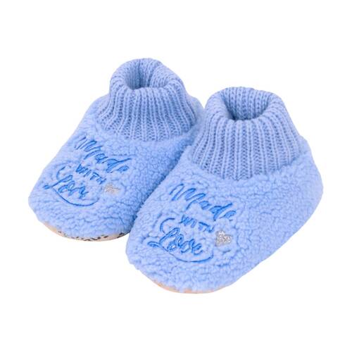SnuggUps Baby Blue Love Plush Slipper Shoes Soft Sherpa Lining