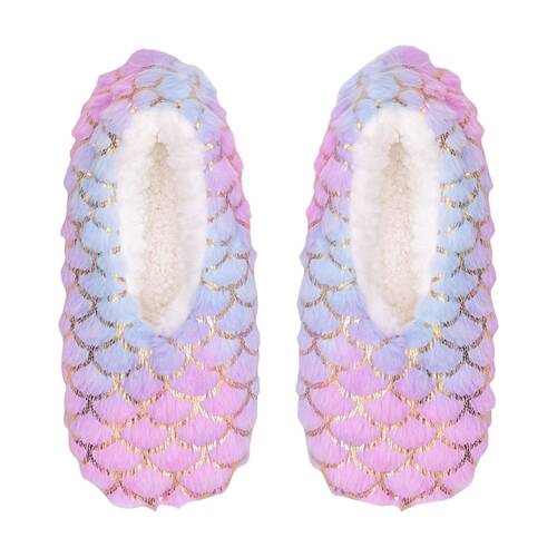 SnuggUps Kids Mermaid Plush Slipper Shoes Soft Sherpa Lining