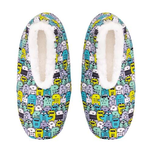 SnuggUps Kids Printed Monster Plush Slippers Soft Sherpa Lining