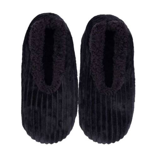 SnuggUps Men's Plush Slippers Soft Sherpa Lining Cord Black Medium EU40-42
