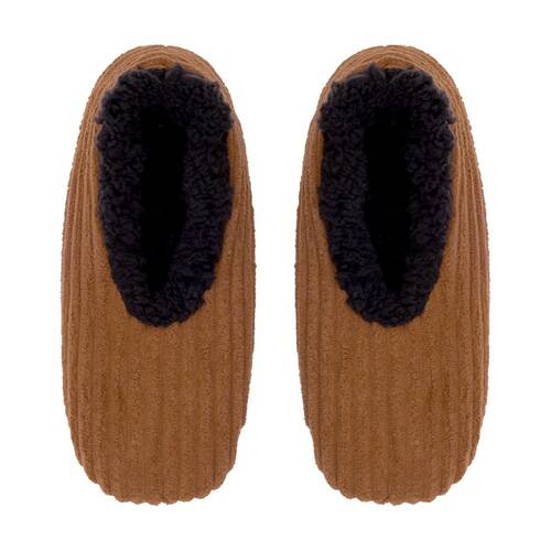 SnuggUps Mens Plus Slipper Shoes Soft Sherpa Lining Cord Brown
