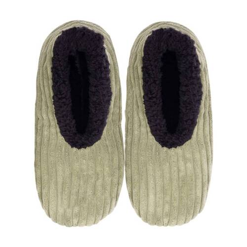 SnuggUps Mens Plus Slippers Soft Sherpa Lining Cord Olive EU40-42