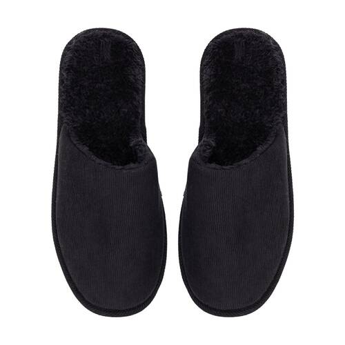 SnuggUps Men's Slide On Polyester/Sherpa Lined Slipper Shoes Black