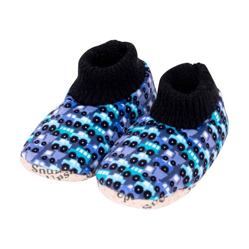 SnuggUps Toddler Printed Truck Plush Sherpa Lined Slippers Blue