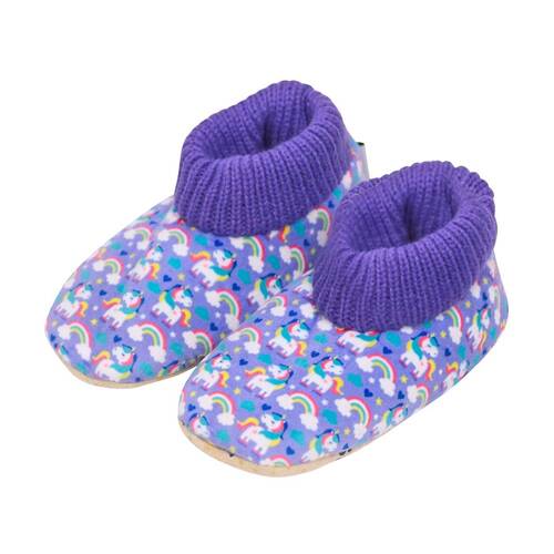 SnuggUps Toddler Printed Unicorn Plush Sherpa Lined Slippers