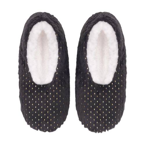 SnuggUps Womens Plush Sherpa Lined Slippers Metallic Charcoal
