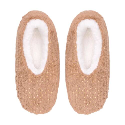 SnuggUps Womens Plush Sherpa Lined Slipper Shoes Metallic Latte