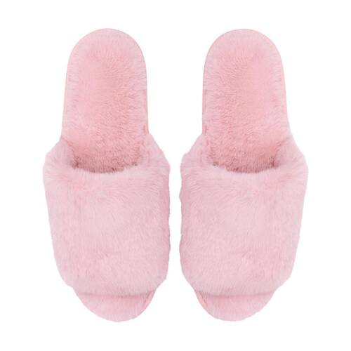 SnuggUps Womens Open Toe Non-Slip Rubber Plush Slippers Blush Pink