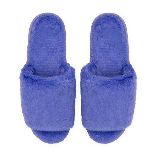SnuggUps Womens Open Toe Non-Slip Rubber Plush Slippers Cornflower