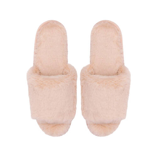 SnuggUps Womens Open Toe Non-Slip Rubber Plush Slippers Gardenia