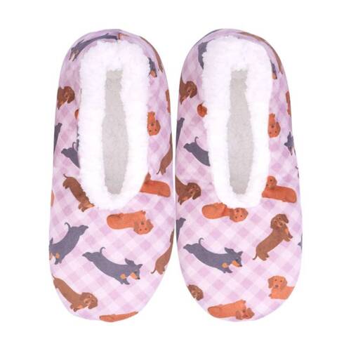 SnuggUps Women's Dog Printed Pets Plush Slipper Shoes Dachshund