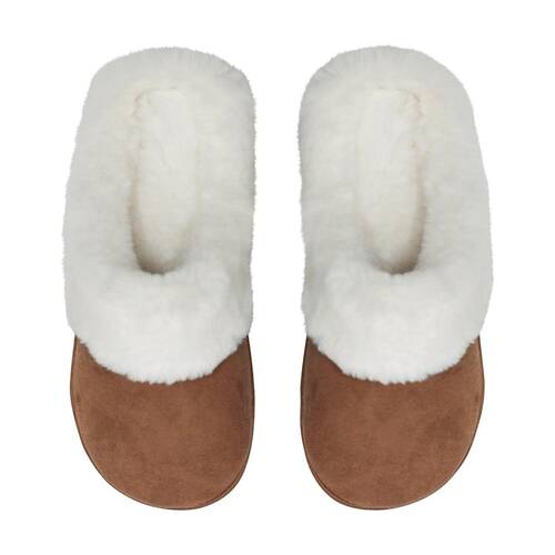 SnuggUps Women's Slide Non-Slip Closed Toe Slippers Chestnut Suede