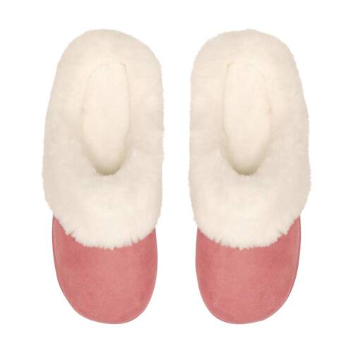 SnuggUps Women's Slide Non-Slip Closed Toe Slippers Pink Suede