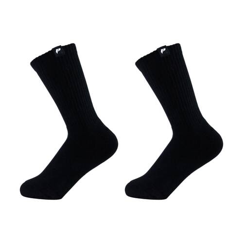 2PK Lifesopeche Black LSP Crew Label Activewear Socks W/ Black-Logo One Size