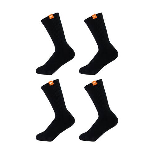4PK Lifesopeche Black LSP Crew Label Activewear Socks W/ Orange-Logo One Size