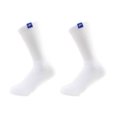 2PK Lifesopeche Ribbed White Crew LSP Label Socks Cobalt Blue One Size