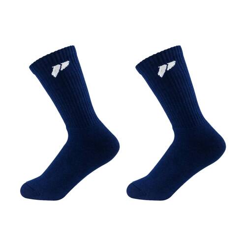 2PK Lifesopeche Navy LSP Crew Jacquard Everyday Socks W/ White Logo One Size