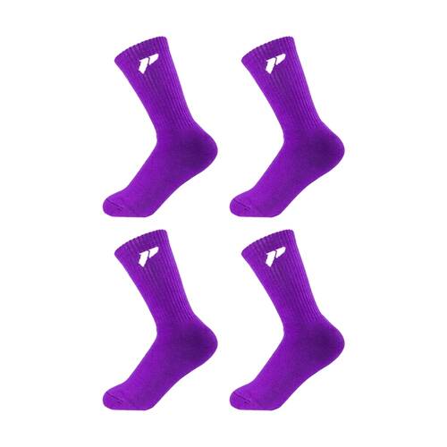 4PK Lifesopeche Purple LSP Crew Jacquard Everyday Socks W/ White Logo One Size