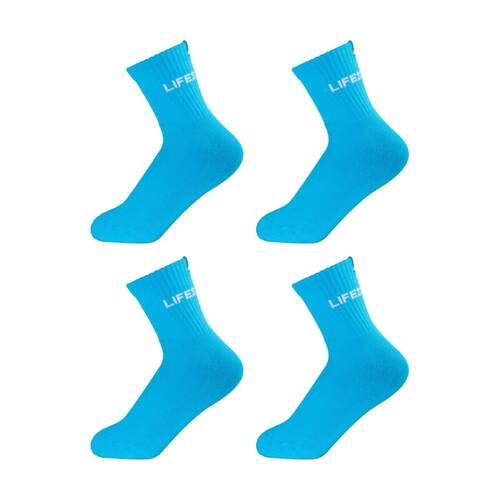 4PK Lifesopeche Ribbed Mid Crew LSP Label Everyday Socks Aqua One Size