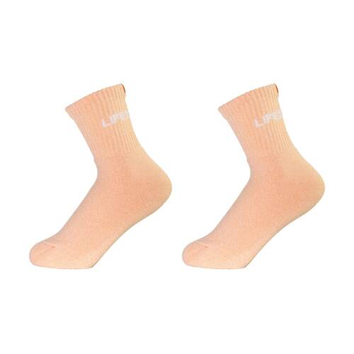 2PK Lifesopeche Ribbed Mid Crew LSP Label Everyday Socks Orange One Size