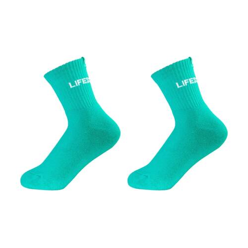 2PK Lifesopeche Ribbed Mid Crew LSP Label Everyday Socks Green One Size