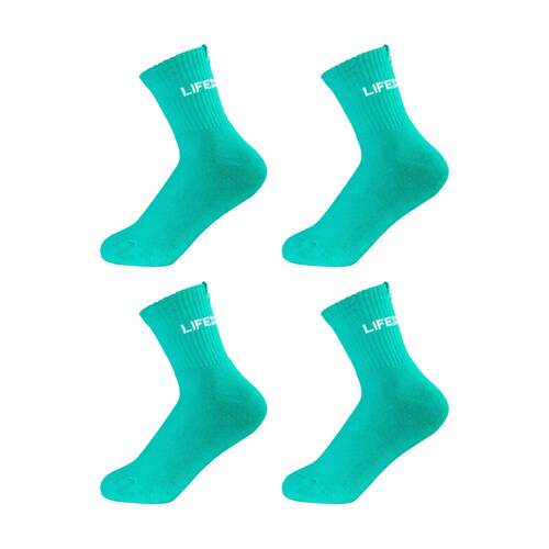 4PK Lifesopeche Ribbed Mid Crew LSP Label Everyday Socks Green One Size