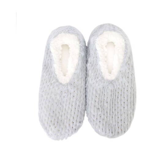 SnuggUps Women's Plush?Polka Dot Slipper Metallic Grey XLarge Size EU43-45