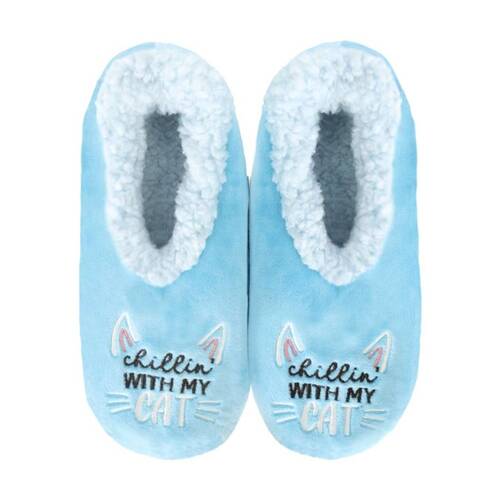 SnuggUps Women's Quote Plush Sherpa Lining Slipper Shoes Cat