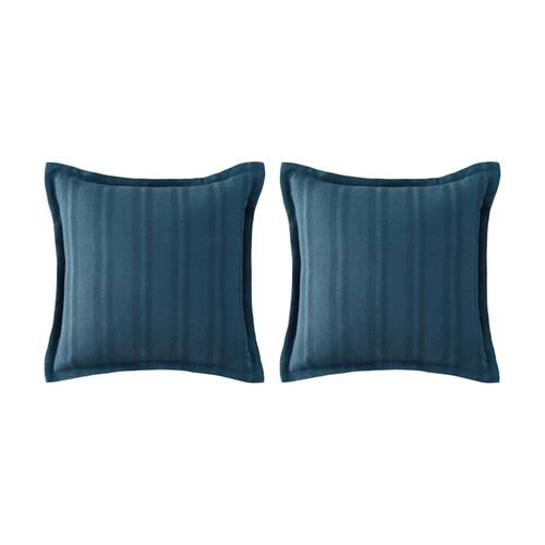 2PK Bianca Ashcombe Square Blue Cotton Waffle Decor Cushion 43x43cm