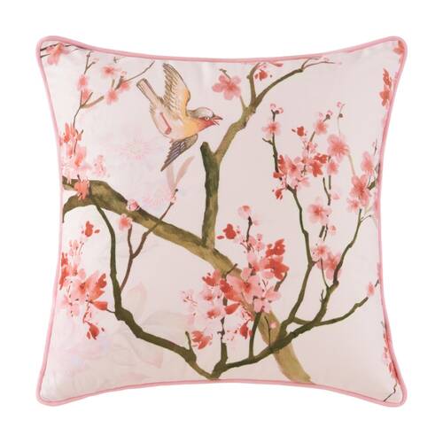 Bianca Evelyn Square Blush Pink Cherry Blossom Decorative Cushion 43x43cm