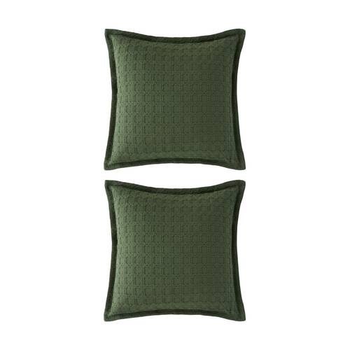 2PK Bianca Mossbury Olive Green Square Textured Cotton Decor Cushion 43x43cm