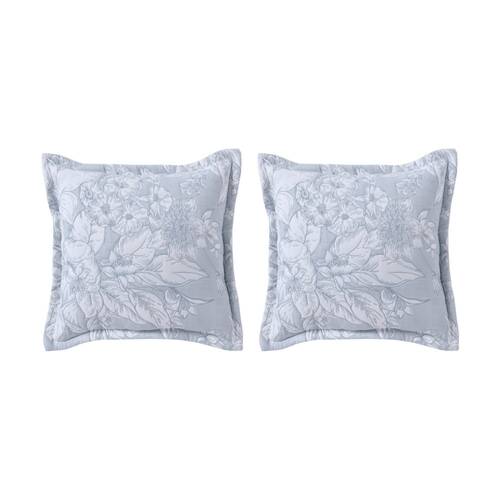 2PK Bianca Whispering Lily Square Powder Blue Provincial Decor Cushion 43x43cm