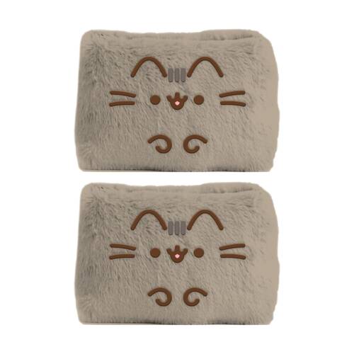 2PK Pusheen Playful Plush Zippered Stationary Pencil Case Rectangle Grey