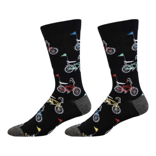 Socksmith Mens Socks Bamboo Retro Bikes Black L/XL Shoe Sizes M7-12.5