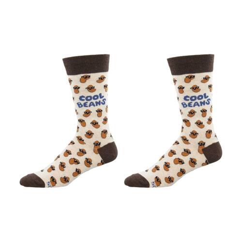 Socksmith Mens Socks Cool Beans Ivory Cotton Blend L/XL Shoe Sizes M7-12.5