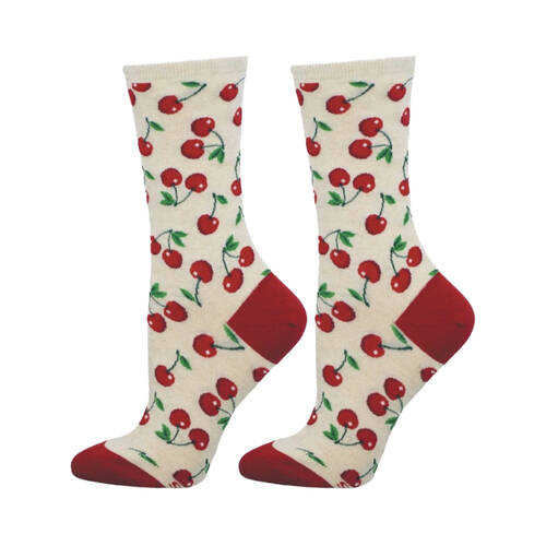 Socksmith Ladies Socks Absolute Cherry Ivory Cotton S/M Shoe Sizes W5-10.5