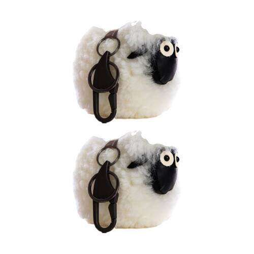 2PK Huxford Grove The Kingston Shorn Wool Sheep Keyring Bag Tag 12x8cm Off White