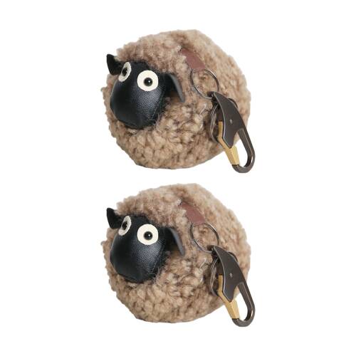 2PK Huxford Grove The Kingston Shorn Wool Sheep Keyring Bag Tag 12x8x8cm Sahara