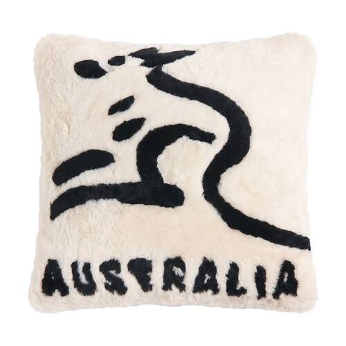 Huxford Grove Shorn Sheepskin Cushion Cover Kangaroo Design White 45x45cm