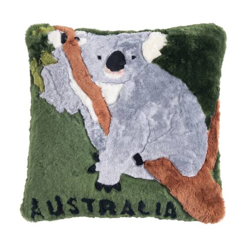 Huxford Grove Shorn Sheepskin Cushion Cover Koala Green 45x45cm