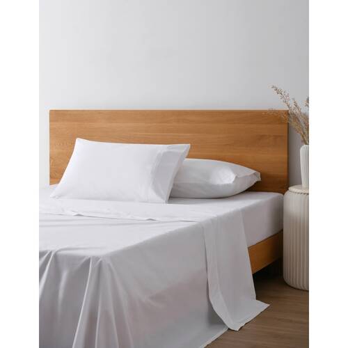 Onkaparinga 300TC Hepburn 100% Cotton Percale Sheet Set White King